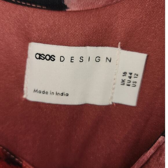 ASOS Design Sleeveless Rose Print Midi Dress Pink/Red US 12 (UK 16, EU 44) NWOT - Picture 8 of 13